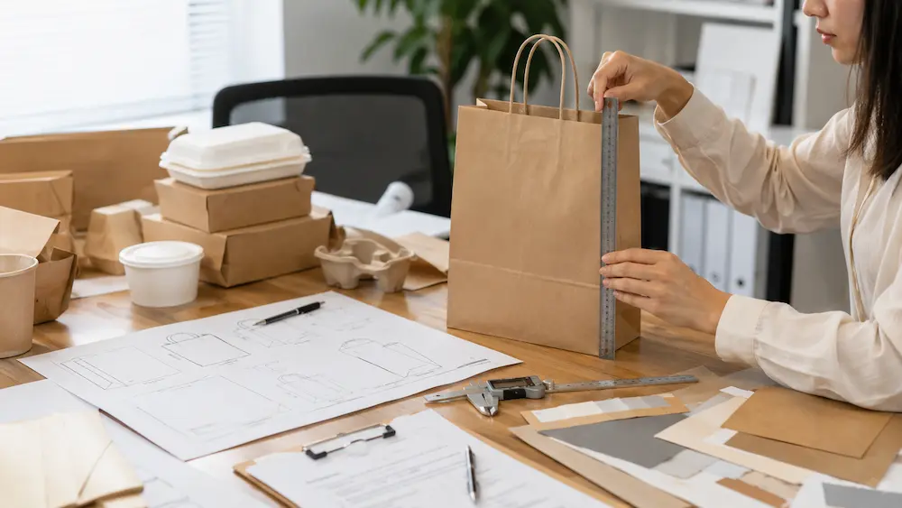 Takeaway Paper Bags measurement guide with size checking and China sourcing preparation