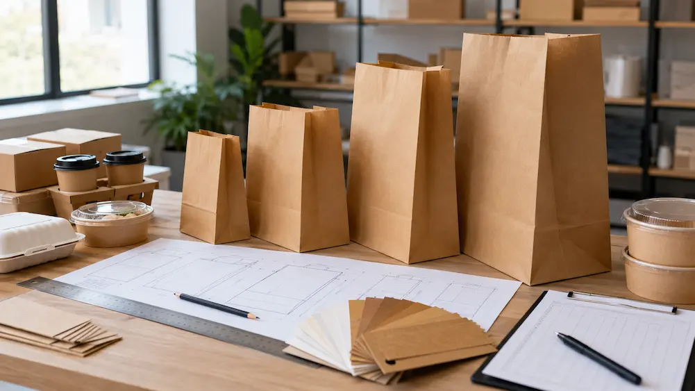 Takeaway Paper Bags standard sizes and dimensions guide for retail food packaging buyers